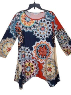 Haute Directions Floral Sleeveless Dress or Tunic Medium